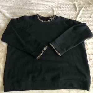 NWT J. Crew sweatshirt with leopard ruffle